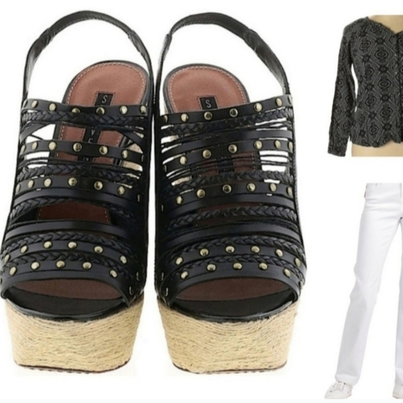 Steve Madden Leather Sling Back Espadrilles - Picture 2 of 14